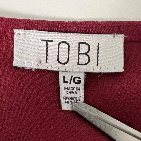 Tobi Womens Burgundy Deep V Neck Mini Dress Cutout Open Back size Large - Picture 7 of 10